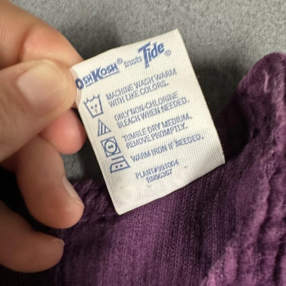 Vtg OshKosh B'gosh Jumper Dress Girls 5 Purple Corduroy Tank Pockets Embroidered